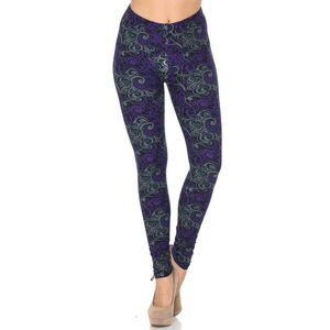 X-Plus Size Buttery Soft‎ Purple Hypnotic Swirl Leggings